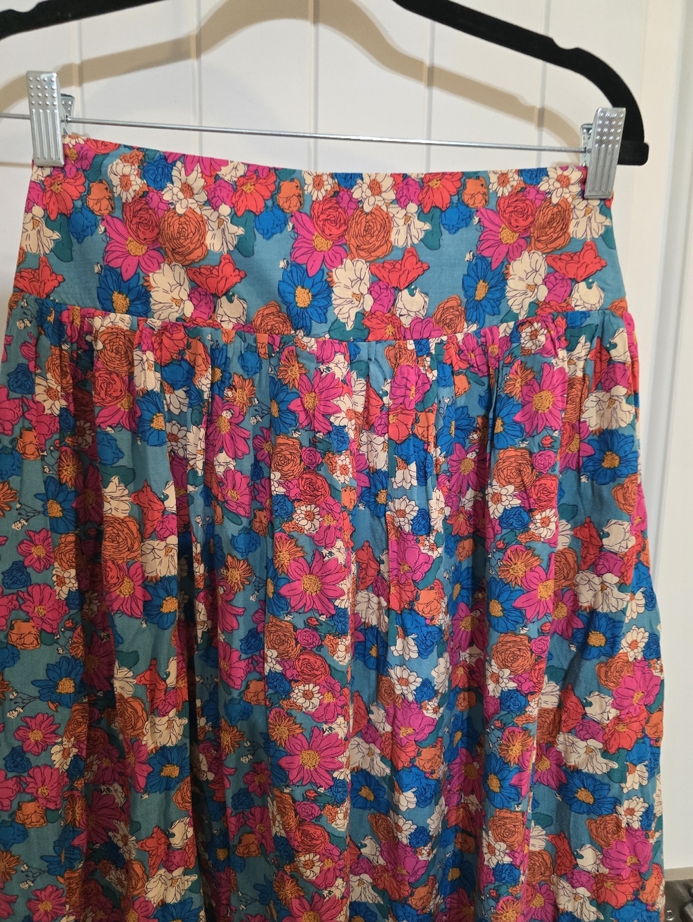 NWOT Natural Life Medium Bohemian Floral Maxi Skirt Teal Multi Pink Orange M - Picture 3 of 7
